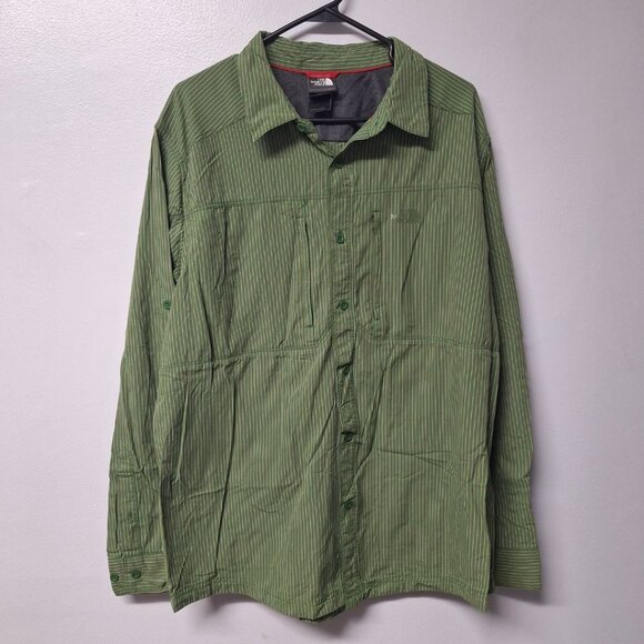 The North Face Button Down Shirt Green Stripes Long Sleeve Mens XL Breathable - Picture 9 of 9
